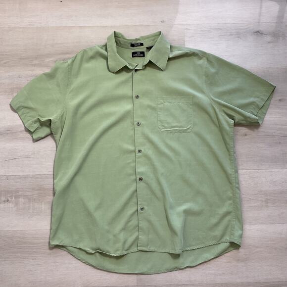 Savane Mens Luster Wash Easy Care Button Up Collared Casual Tee Sage Green XXL - Picture 4 of 11